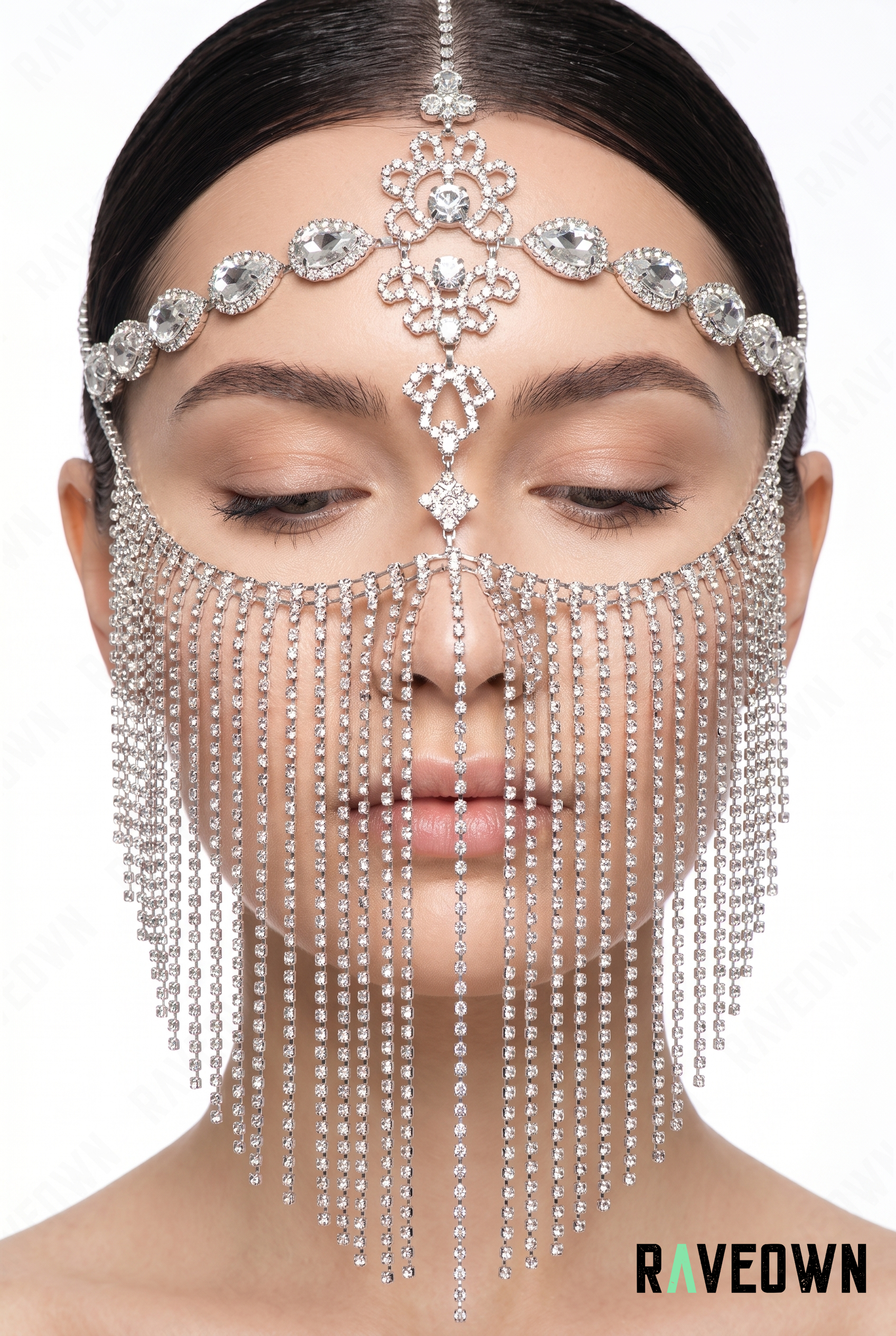 Bijou De Tête Mariage – Voile Strass Franges | Lunaï