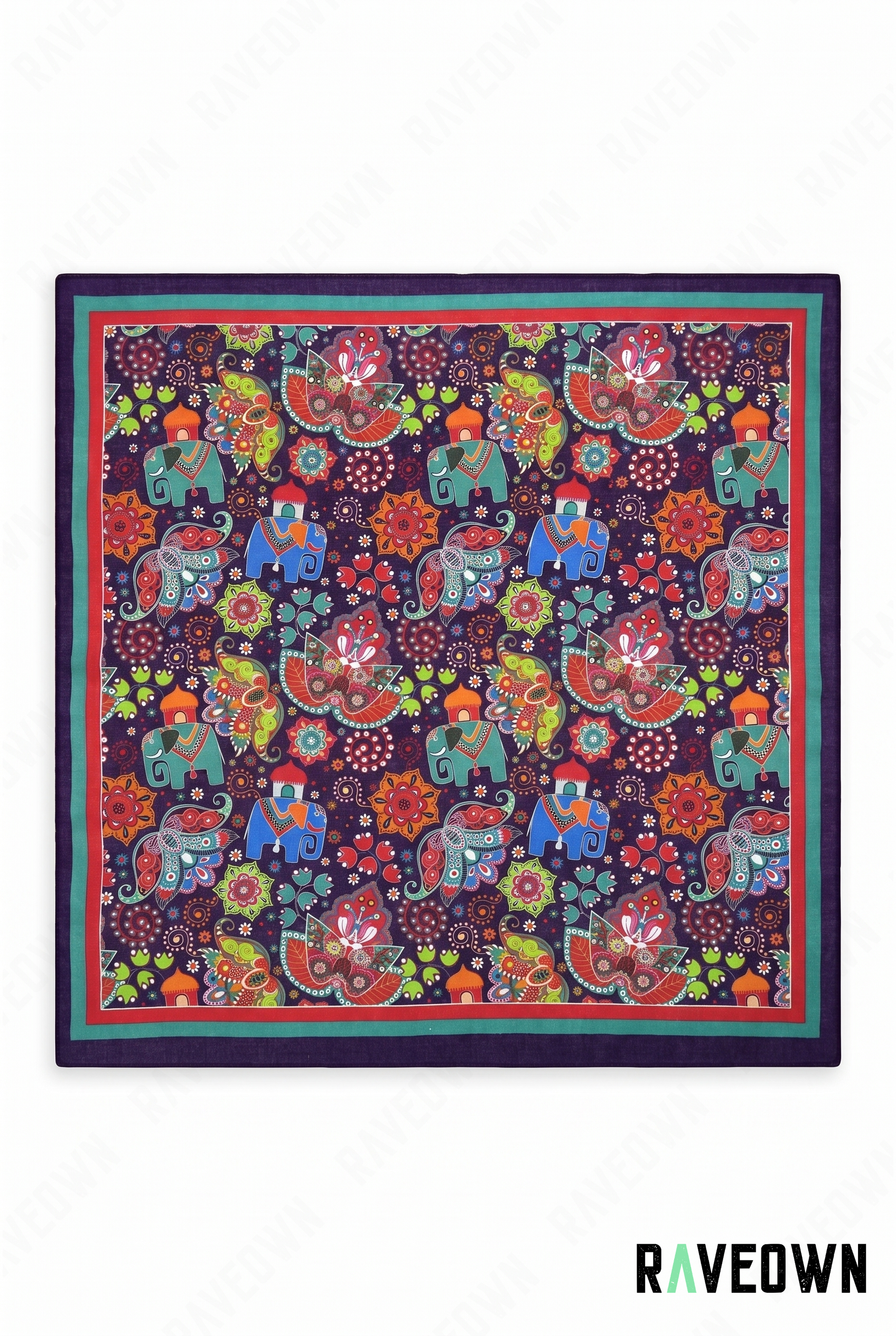 Bandana Bohème Femme – Motif Éléphants Folk | Maüra