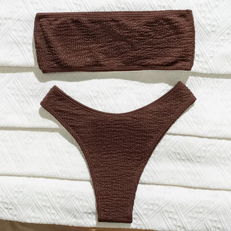 Bikini Femme – Bandeau Marron | Solvaï