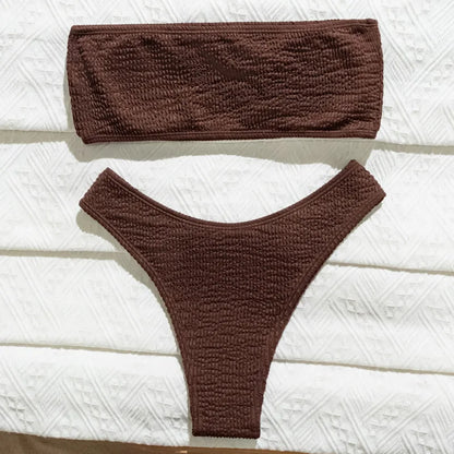 Bikini Femme – Bandeau Marron | Solvaï