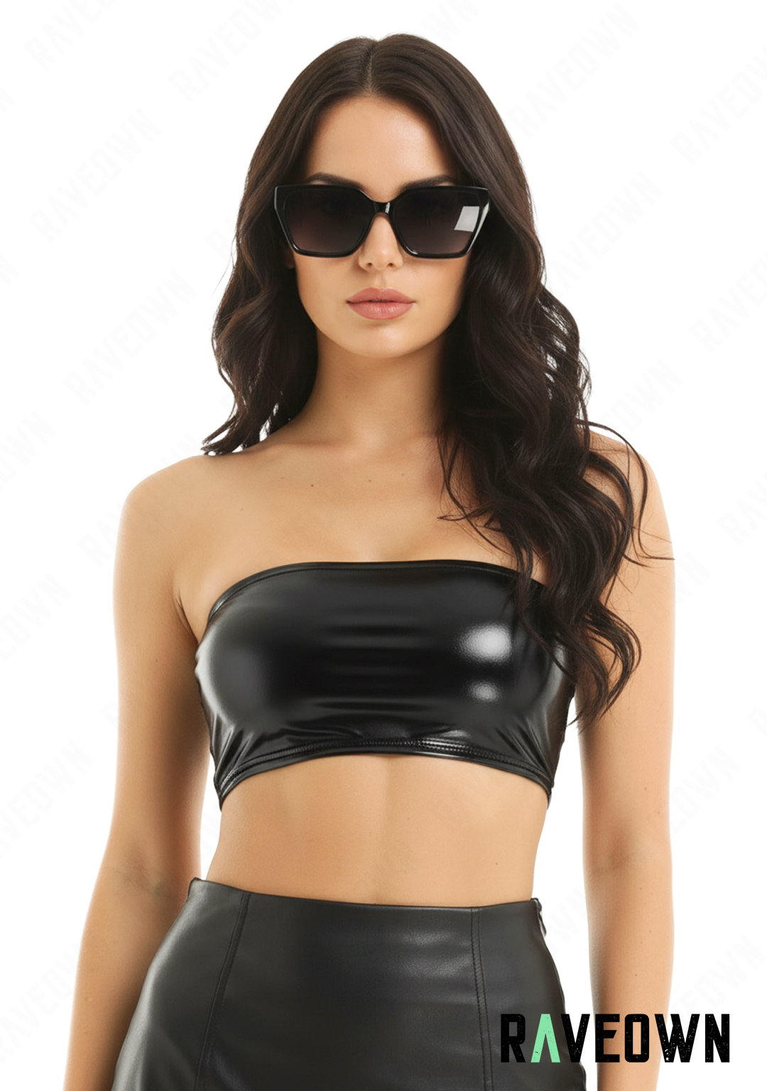 Top Bandeau Noir Brillant | G.Rave