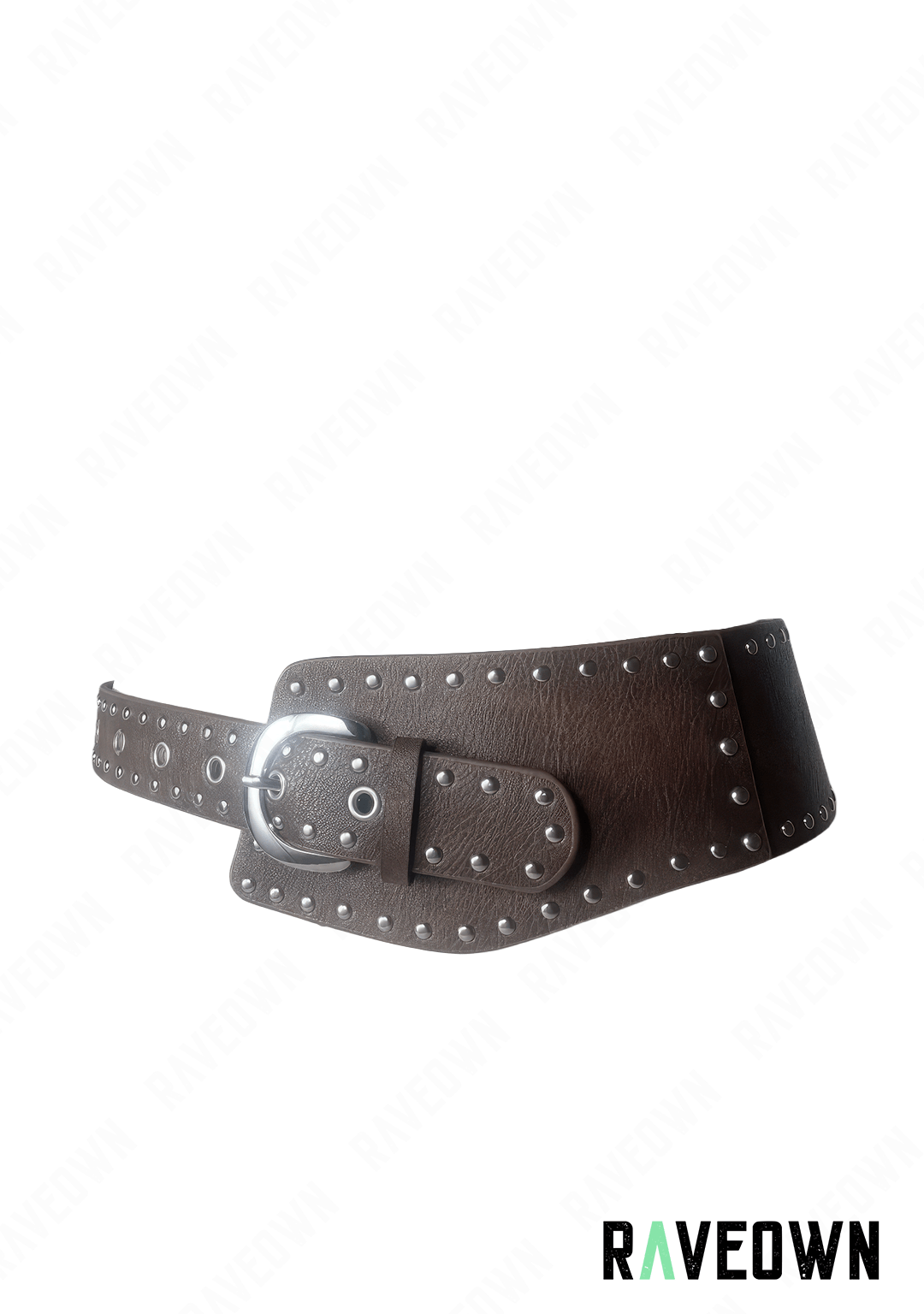 Ceinture à Rivets Cowgirl Boucle Argenté| BOHO Wild West Marron / 110 cm