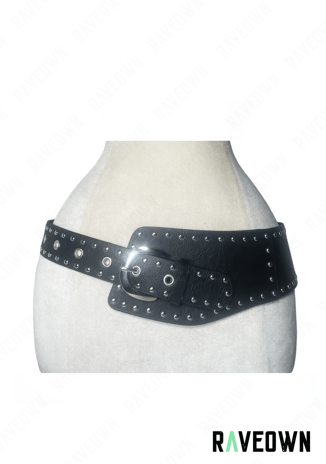 Ceinture à Rivets Cowgirl Boucle Argenté| BOHO Wild West Noir / 110 cm