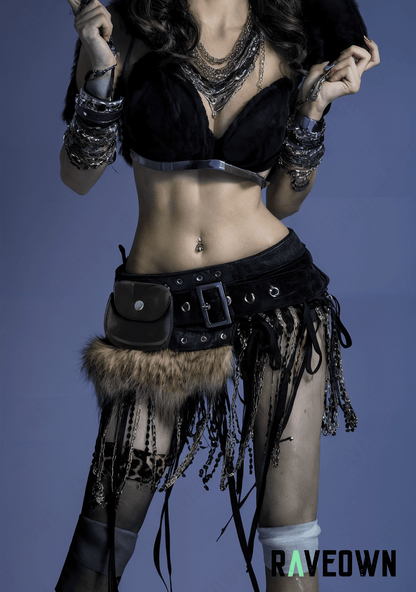 Ceinture avec Fourrure | Rave.In.Fur Noir