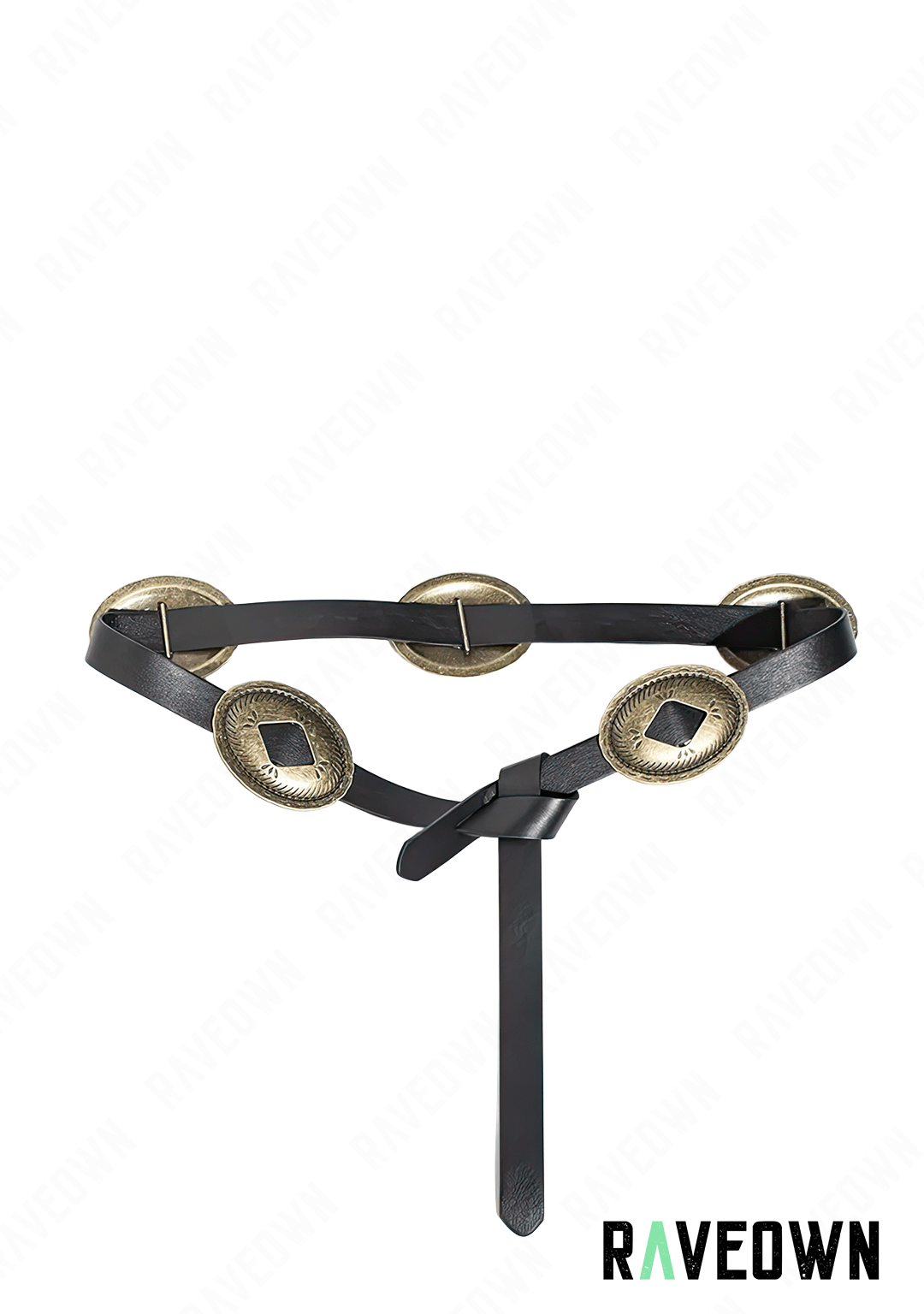 Ceinture Bohème Ovale à Nœud | BOHO Spirit Noir / 120 cm