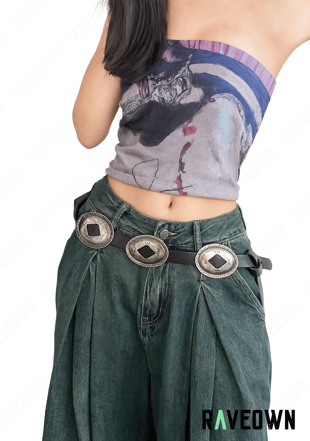 Ceinture Bohème Ovale à Nœud T2 | BOHO Spirit Noir / 120 cm