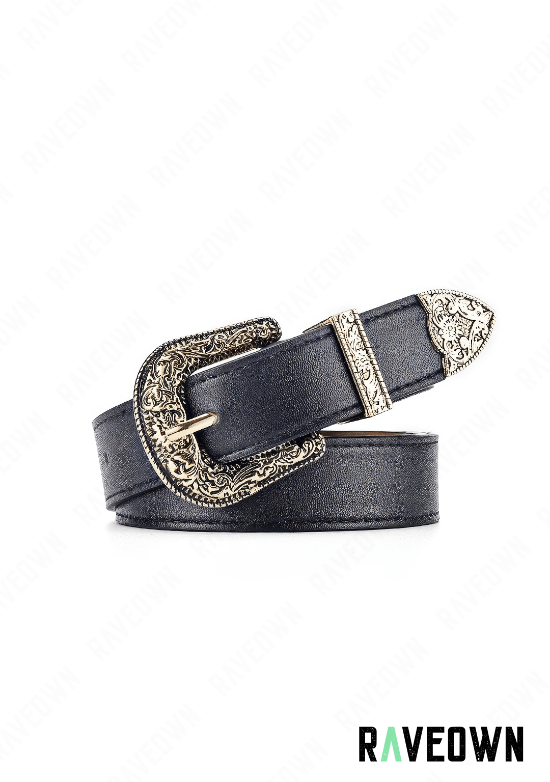 Ceinture Cowboy Femme | BOHO Wild West Gold buckle black / 105cm / Dorée