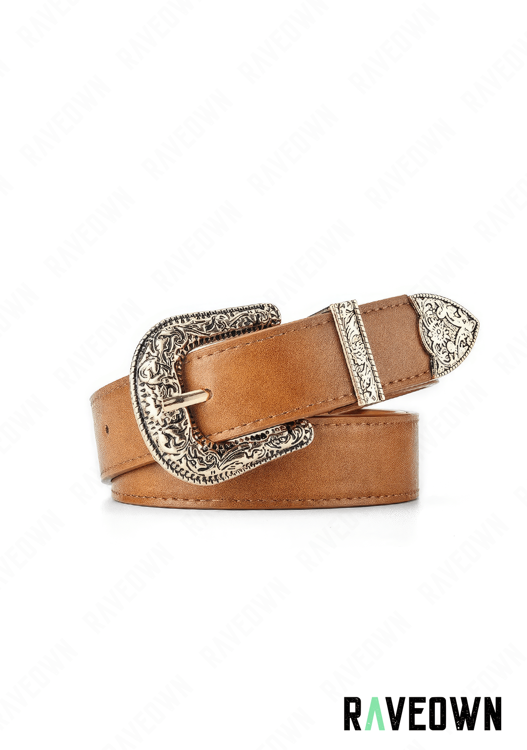 Ceinture Cowboy Femme | BOHO Wild West Gold buckle khaki / 105cm / Dorée