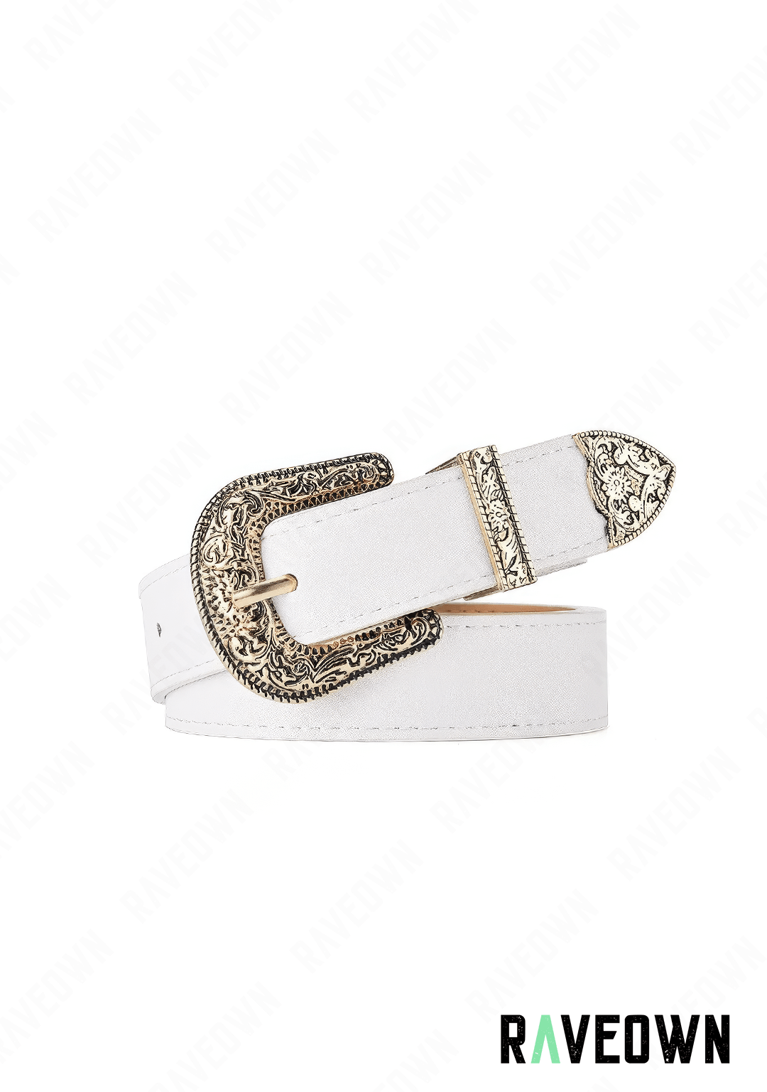 Ceinture Cowboy Femme | BOHO Wild West Gold buckle white / 105cm / Dorée