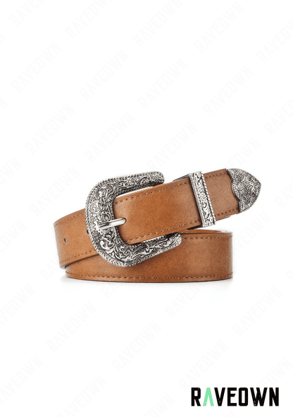 Ceinture Cowboy Femme | BOHO Wild West Silver buckle khaki / 105cm / Dorée
