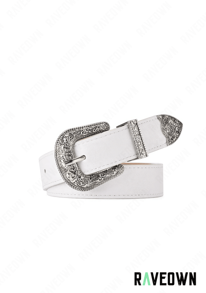 Ceinture Cowboy Femme | BOHO Wild West Silver buckle white / 105cm / Dorée