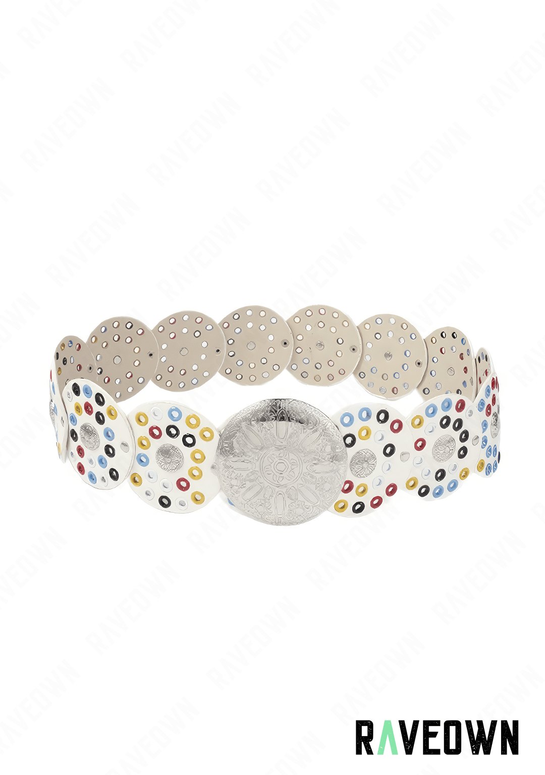 Ceinture Cowboy Femme Rivets de Couleur | BOHO Wild West Blanc