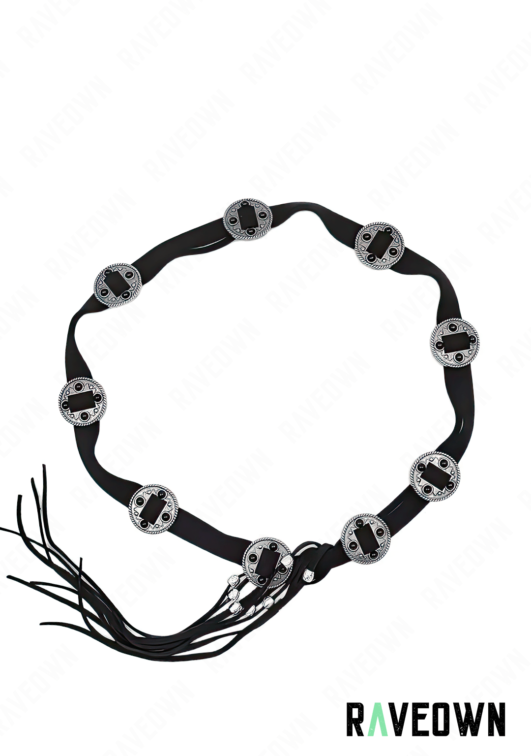 Ceinture Disques à Nœud | BOHO Spirit Black / 110 cm