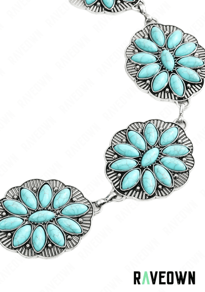 Ceinture Turquoise Femme | BOHO Spirit Argenté et Turquoise / Réglable