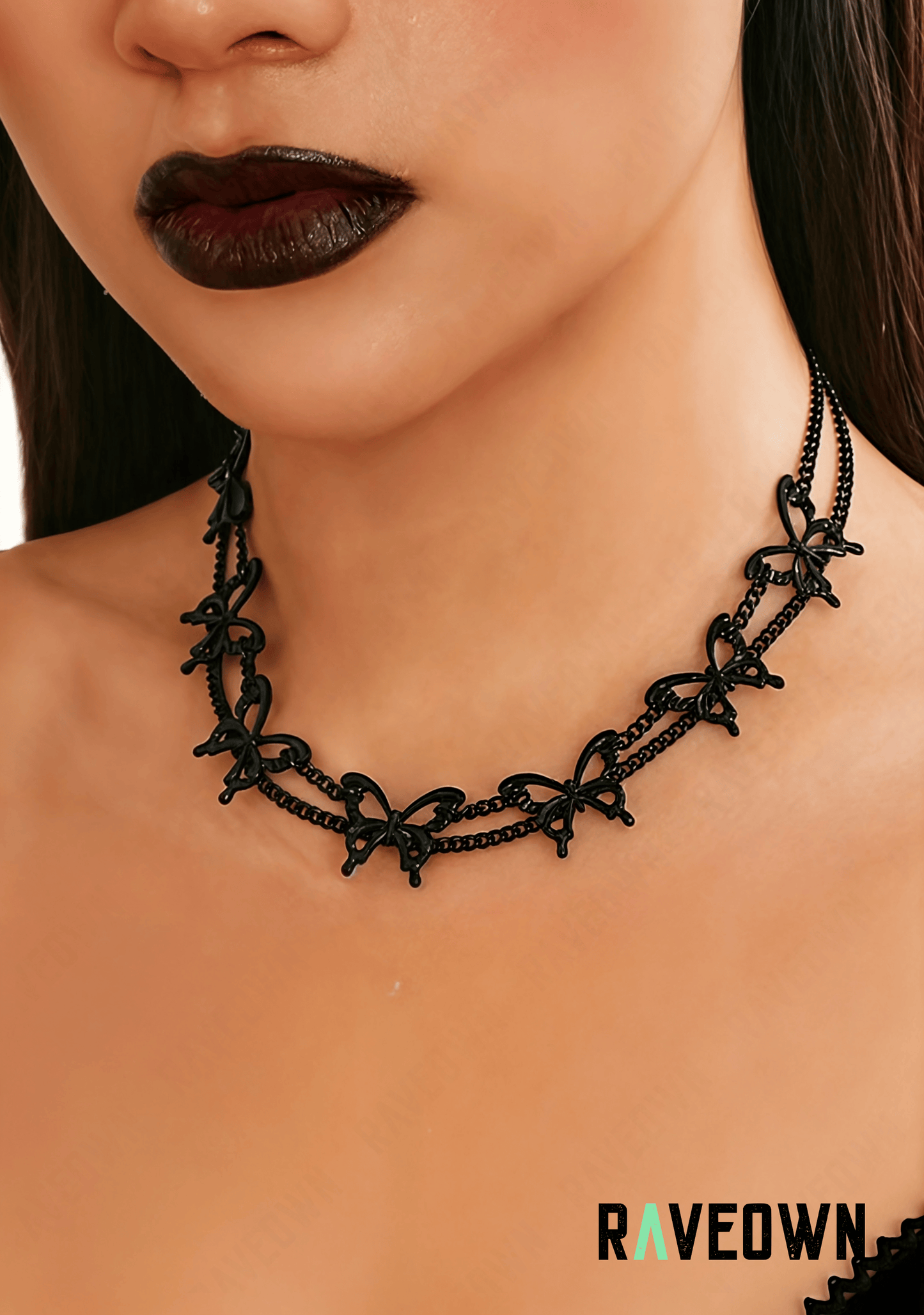 Collier Multi Papillon Noir | RÆVEN