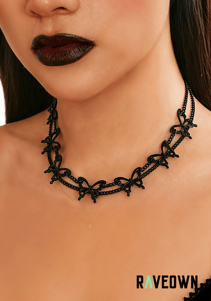 Collier Multi Papillon Noir | RÆVEN