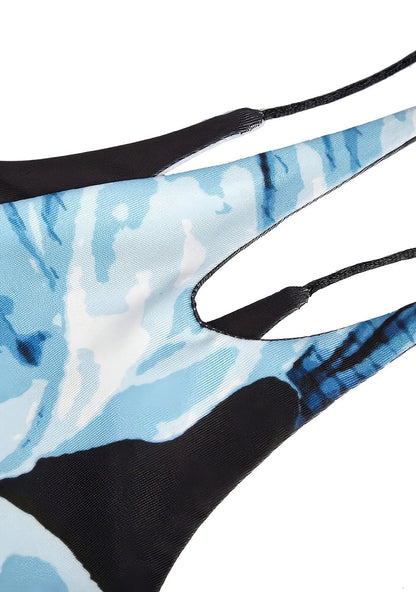 Crop Top imprimé Hologramme Buste avec lacets | Abstract