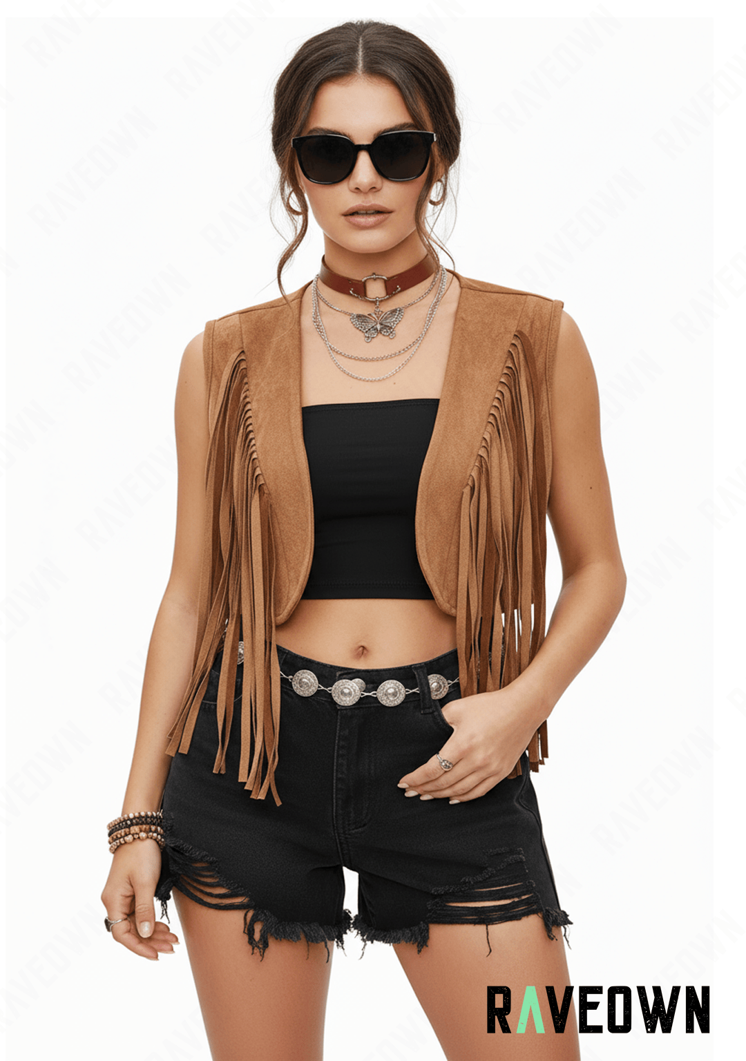 Gilet Sans Manche Daim Frange | BOHO Spirit