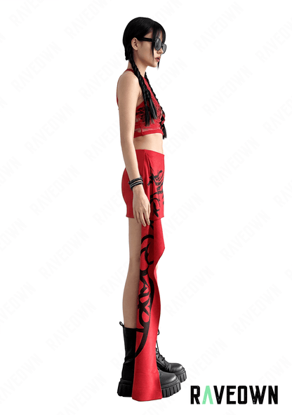 Haut Résille Rouge | HellRave Rouge / Taille unique