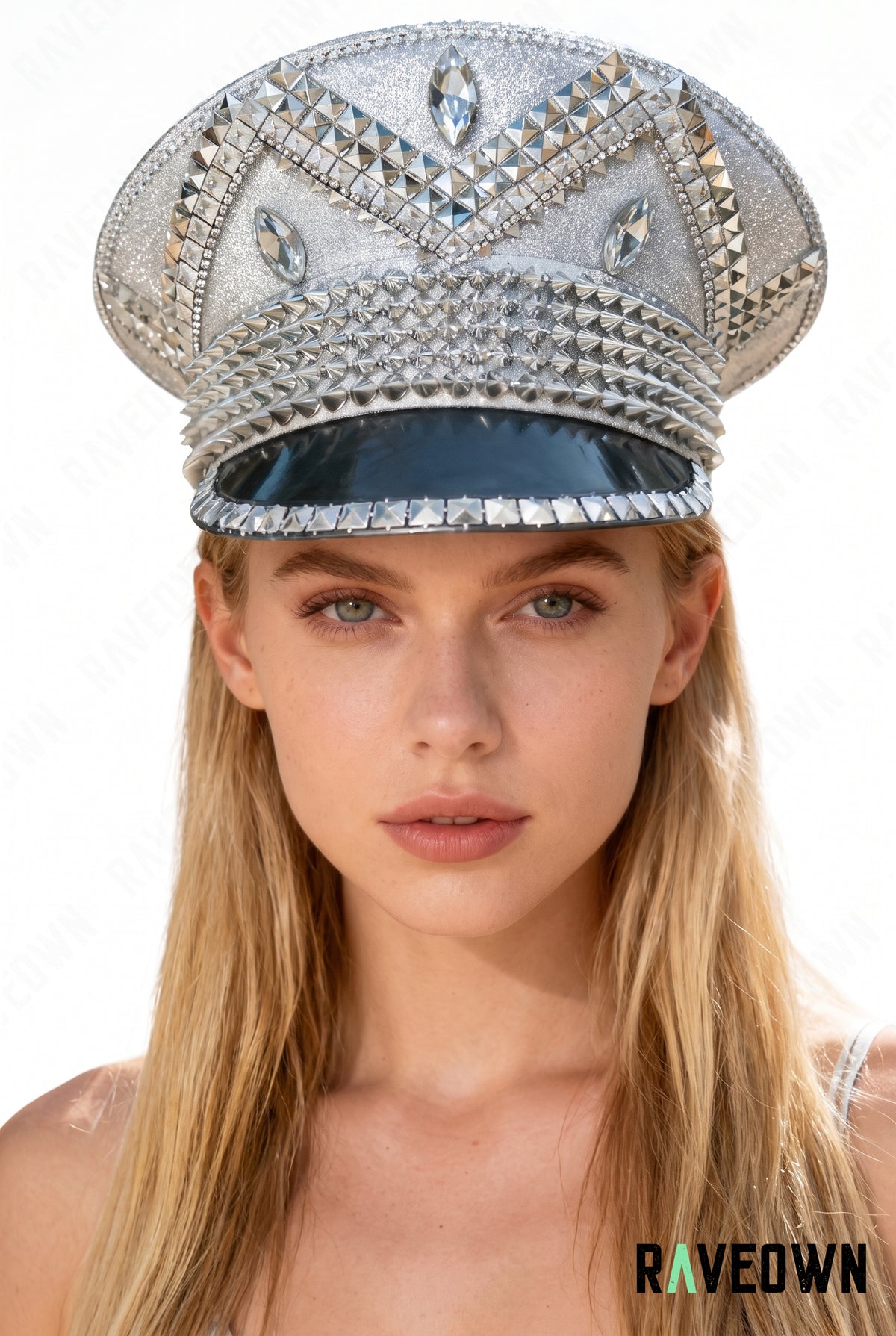 Casquette Officier Argentée Géométrique | Silver Blade