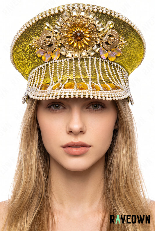 Chapeau Festival Doré à Strass | Golden Sun