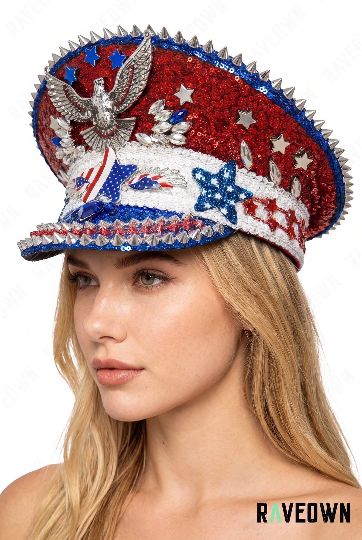 Casquette Officier Rouge & Bleue à Strass | Star Commander
