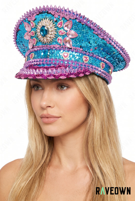 Casquette Officier Holographique à Strass | Cosmic Jewel