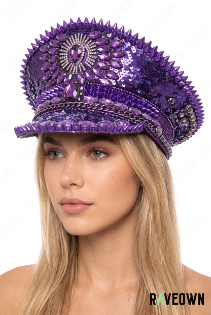 Casquette Festival Noire & Violette à Strass | Purple Night