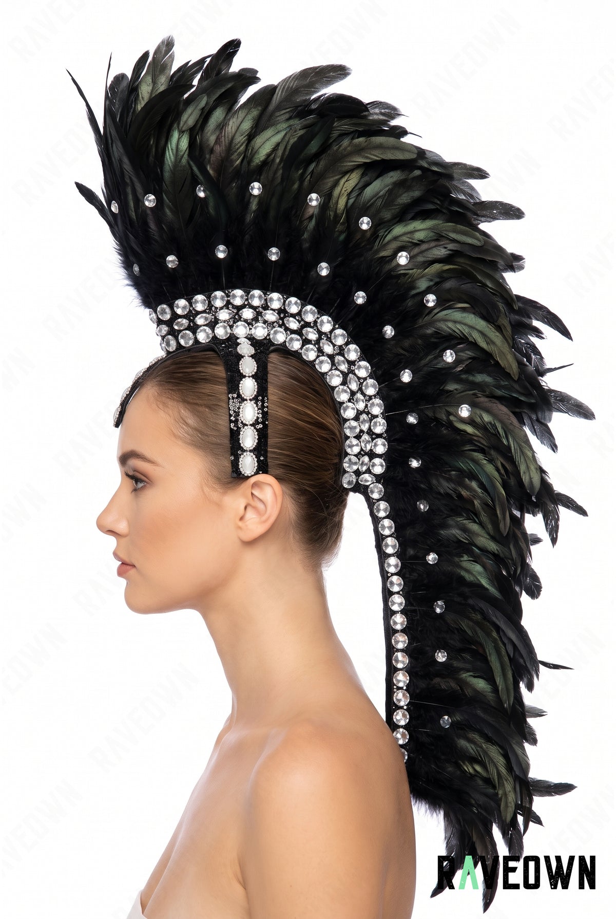 Coiffe Plume à Strass | Mystic Temple