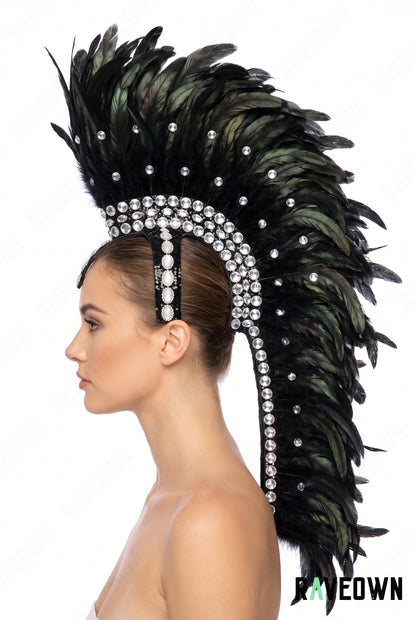Coiffe Plume à Strass | Mystic Temple