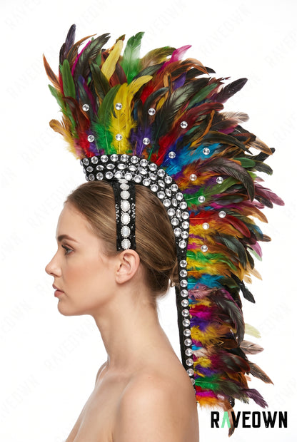 Coiffe Plume à Strass | Mystic Temple