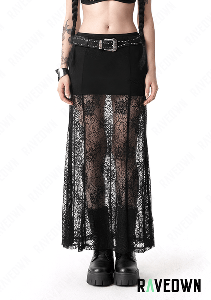 Jupe Longue Noire Transparente | HellRave