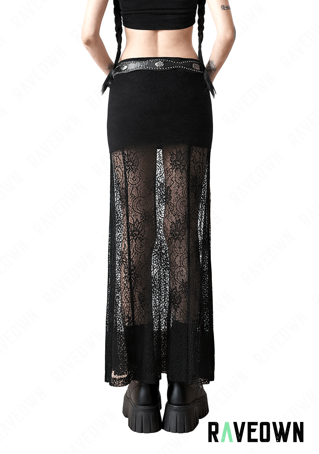 Jupe Longue Noire Transparente | HellRave
