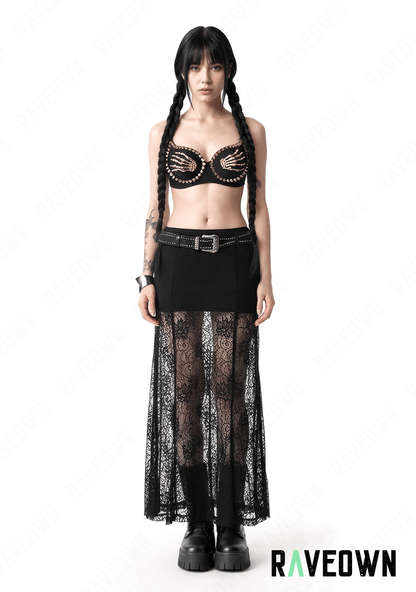 Jupe Longue Noire Transparente | HellRave