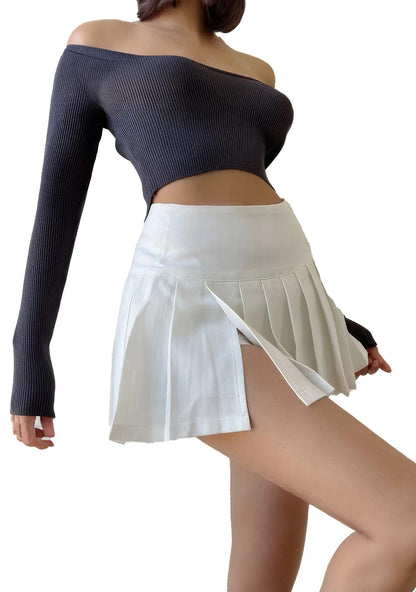 Mini Jupe taille haute Plissée | Classic Rave Blanc / XS