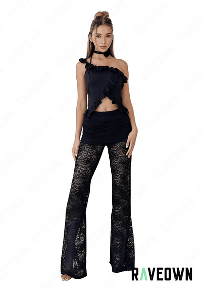 Pantalon Dentelle Transparent Noir | High.Rave