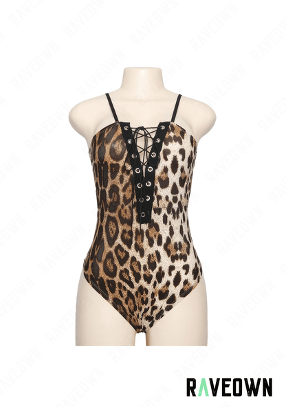 RAVEOWN | Body Léopard Lacet Femme Sexy | SAUVAGE
