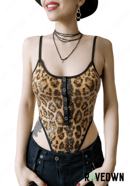 RAVEOWN | Body Léopard Sexy à Sequins | SAUVAGE