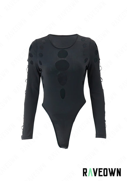 RAVEOWN | Body noir moulant à découpes | EchoRave