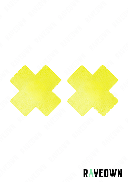 RAVEOWN | Cache Tétons Croix | Sticky Boobs Jaune / 8cm