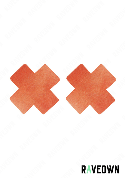 RAVEOWN | Cache Tétons Croix | Sticky Boobs Orange rouge / 8cm