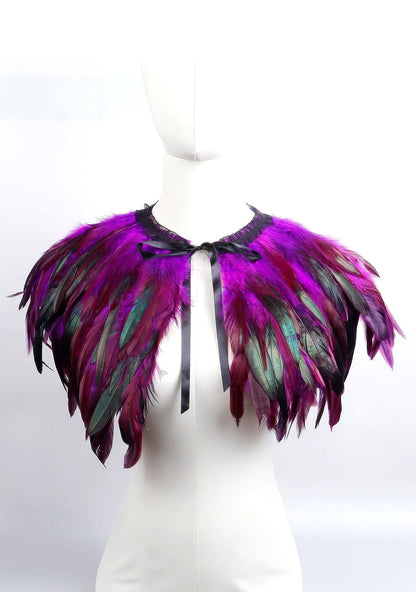 RAVEOWN | Cape Épaule à Plumes | RavenGlow Violet