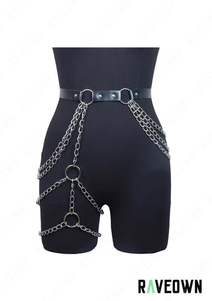 RAVEOWN | Chaines Harnais Hanches | Sm-Rave Noir / Ajustable