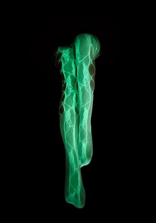 RAVEOWN | Collants C009 Glow In The Dark | GlowParty Blanc et Phospho