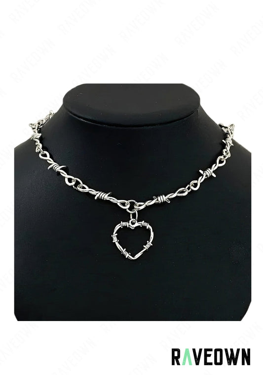 RAVEOWN | Collier Barbelé Coeur Femme | RÆVEN Argenté