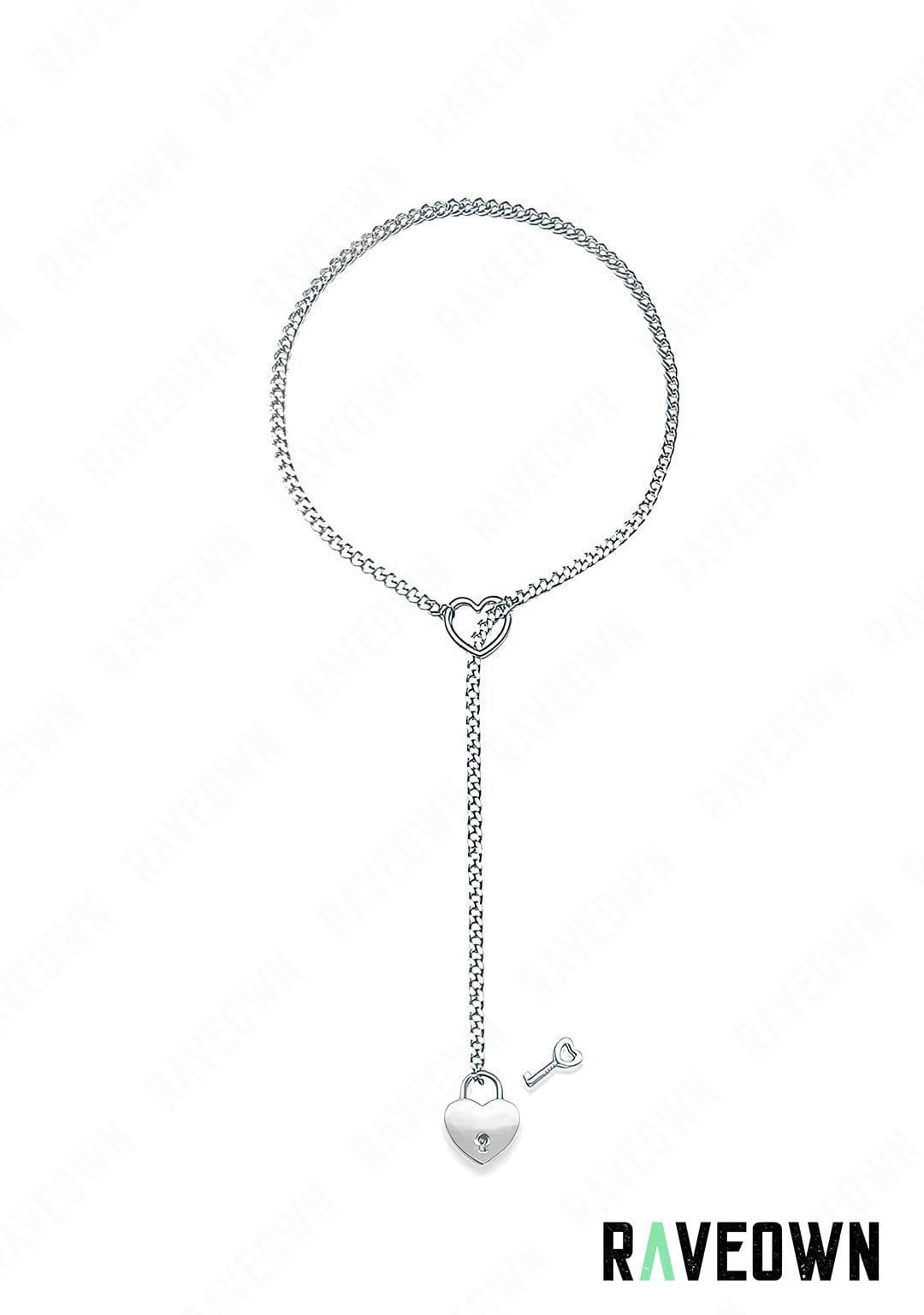 RAVEOWN | Collier Chaîne à Serrer Cœur Cadenas | RÆVEN Argenté