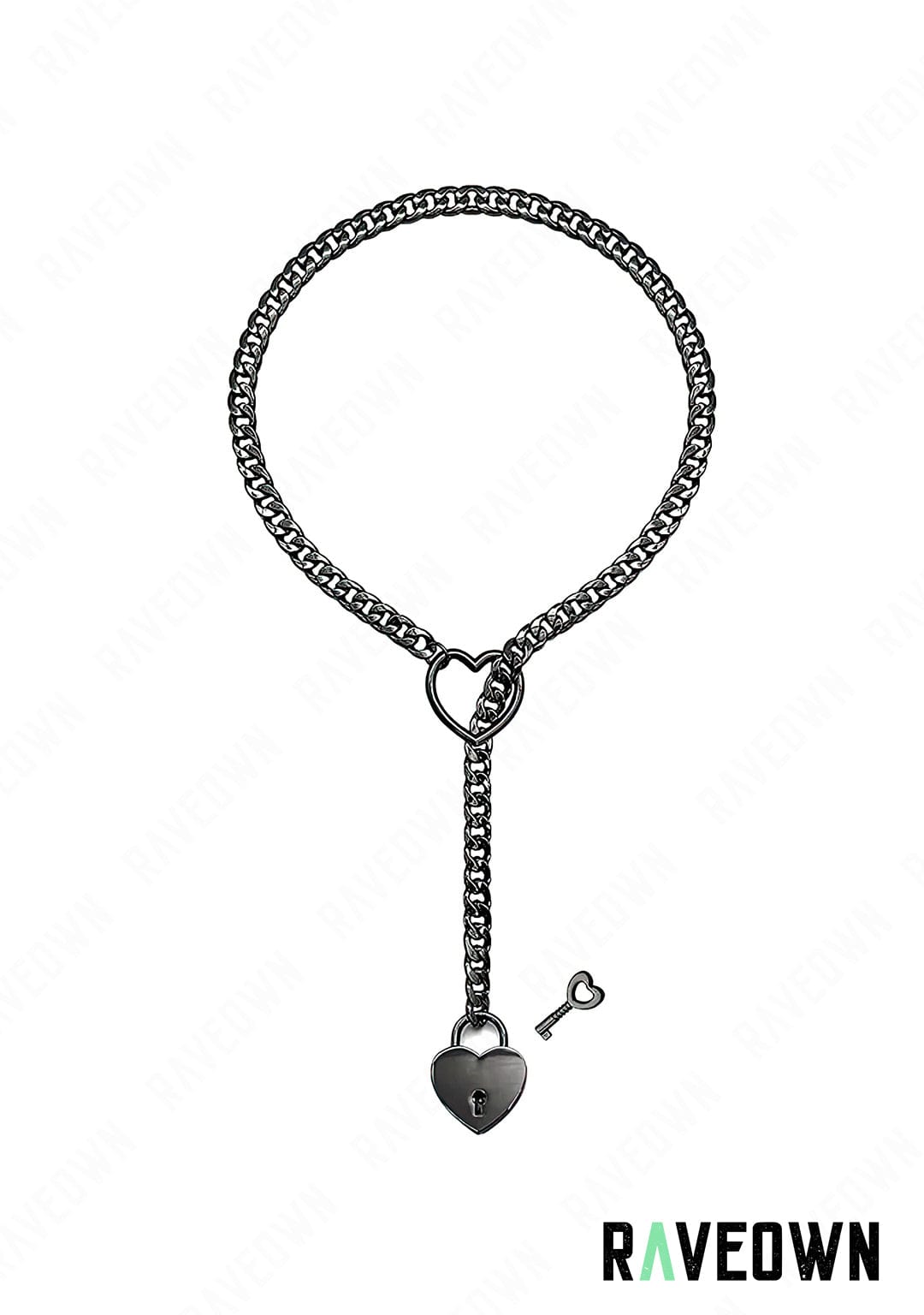 RAVEOWN | Collier Chaîne à Serrer Cœur Cadenas | RÆVEN Noir