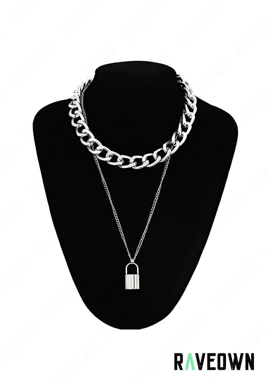 RAVEOWN | Collier Chaîne & Cadenas | Nektra Argenté