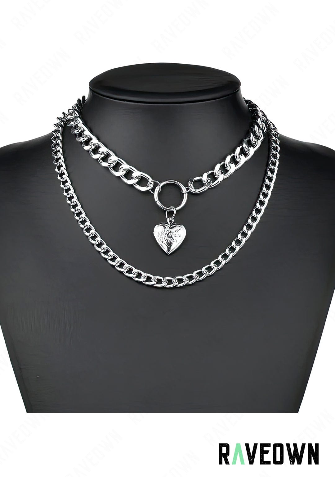 RAVEOWN | Collier Chaînes argent avec Cœur | Nektra Argenté