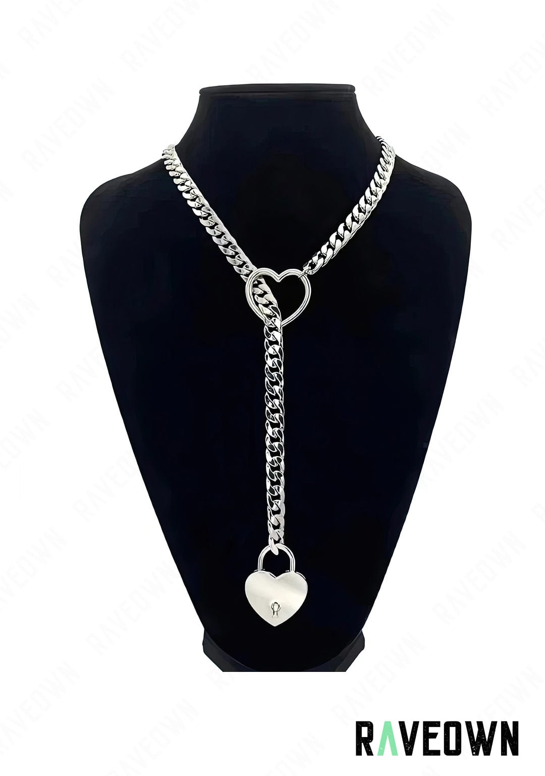 RAVEOWN | Collier Cœur Entier Laisse Femme | RÆVEN Cadenas / 60cm